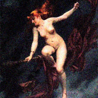 Nude Wicca Witch with Bat